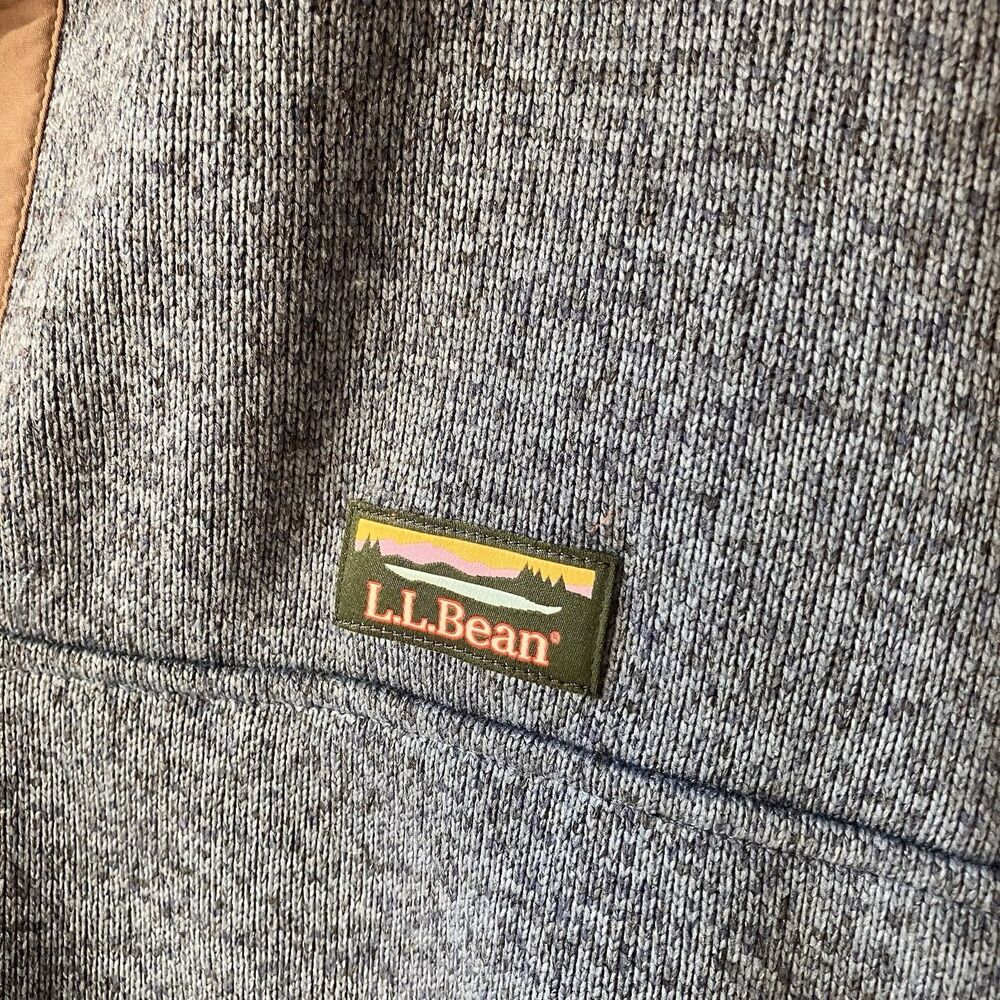 LL Bean Mens Sweater Fleece Pullover Jacket Blue 1/4 Snap Slightly Fitted XXLT - Picture 2 of 14